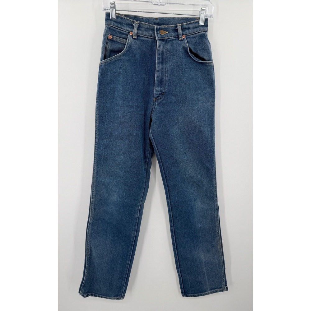 Vintage Lee High Waisted Straight Leg Jeans Medium Wash Made in USA Size 25x31.5